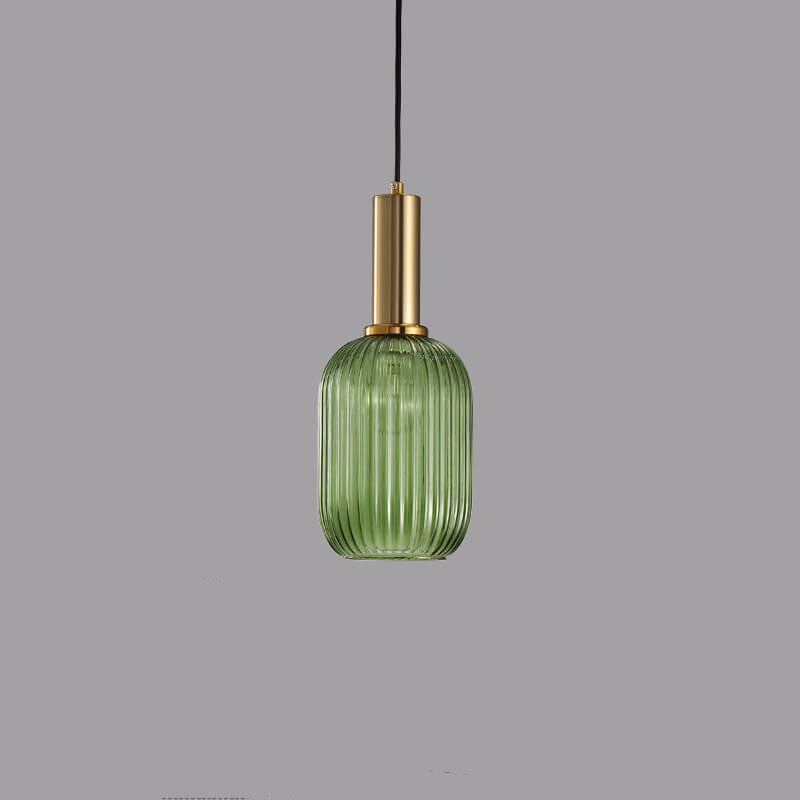 Striped Glass 1-Light Lantern Pendant