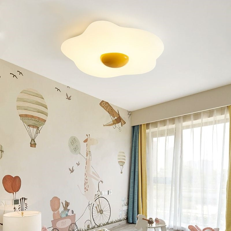 Modern LED Flush Mount Ceiling Light - Creative Fried Egg Design for Living Room
