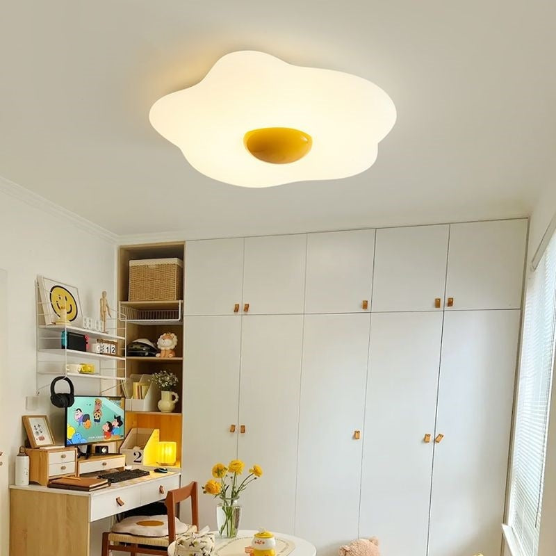 Modern LED Flush Mount Ceiling Light - Creative Fried Egg Design for Living Room