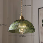 Nordic Stripe Glass Pendant Light - Brass, 1-Light Design for Living Room
