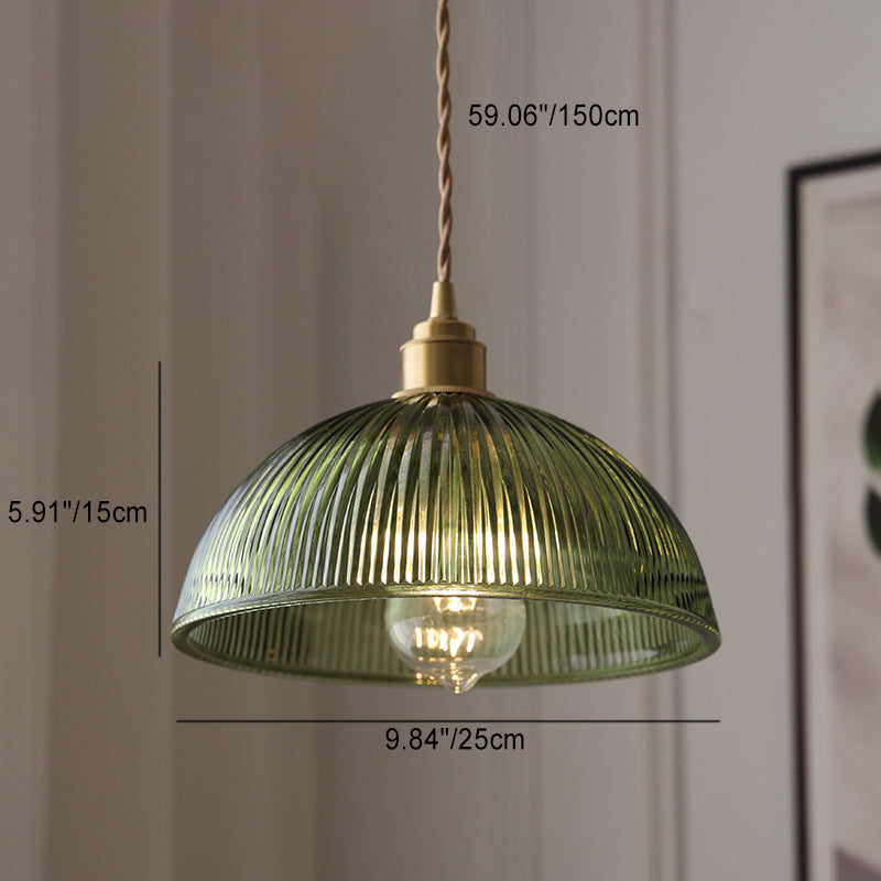 Nordic Stripe Glass Pendant Light - Brass, 1-Light Design for Living Room