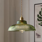Nordic Stripe Glass Pendant Light - Brass, 1-Light Design for Living Room