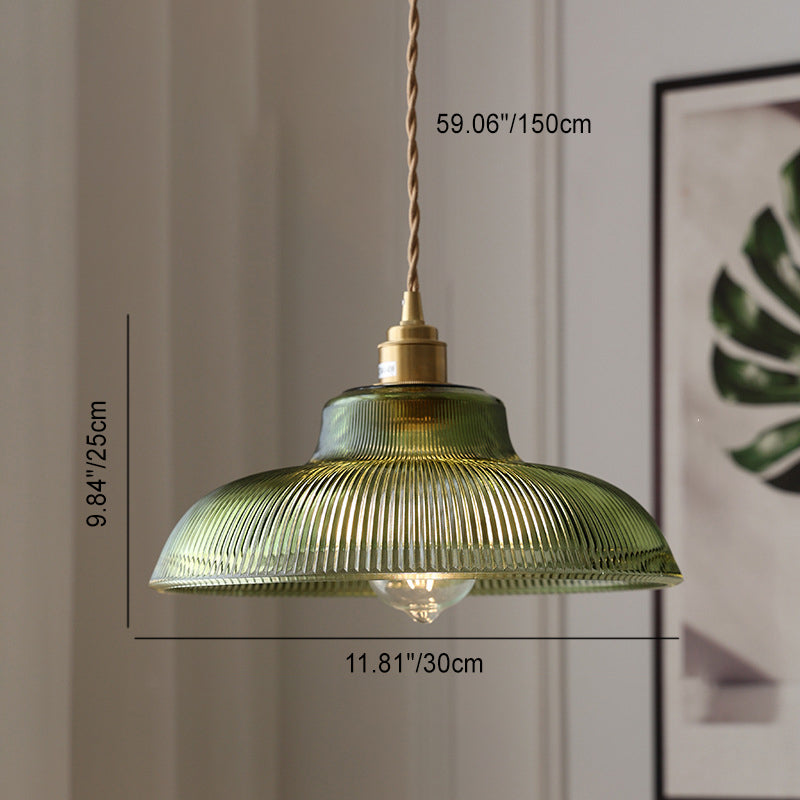 Nordic Stripe Glass Pendant Light - Brass, 1-Light Design for Living Room