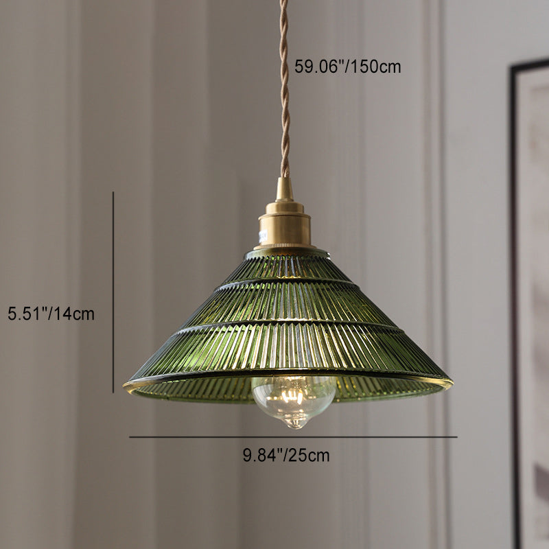 Nordic Stripe Glass Pendant Light - Brass, 1-Light Design for Living Room