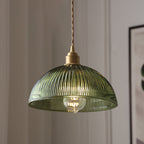 Nordic Stripe Glass Pendant Light - Brass, 1-Light Design for Living Room