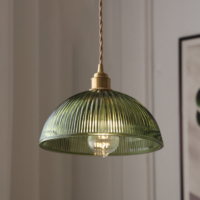 Nordic Stripe Glass Pendant Light - Brass, 1-Light Design for Living Room