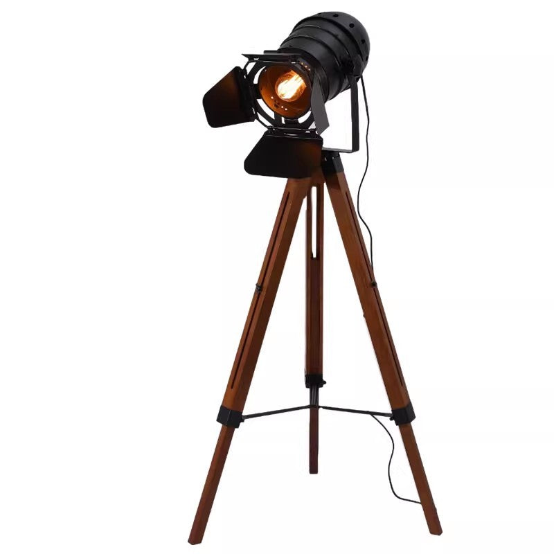 Modern Iron and Wood 1-Light Floor Lamp for Living Room