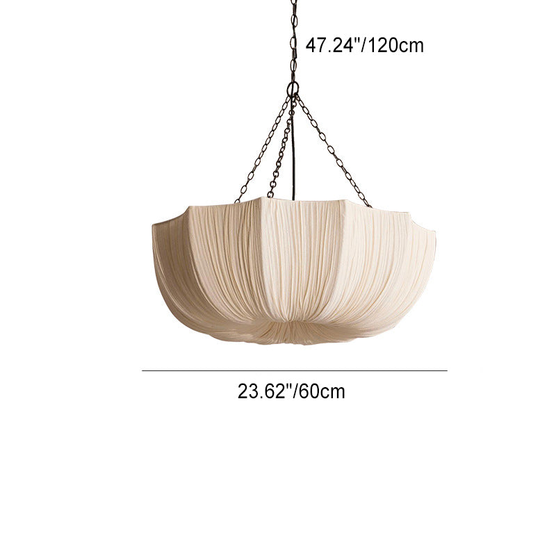 French Petal Semi-Circular Fabric Lampshade Chandelier