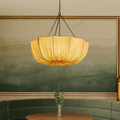 French Petal Semi-Circular Fabric Lampshade Chandelier