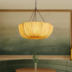 French Petal Semi-Circular Fabric Lampshade Chandelier
