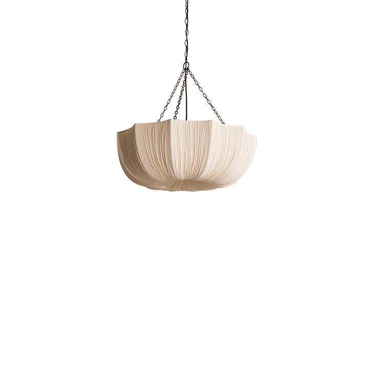 French Petal Semi-Circular Fabric Lampshade Chandelier