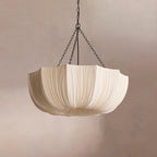 French Petal Semi-Circular Fabric Lampshade Chandelier