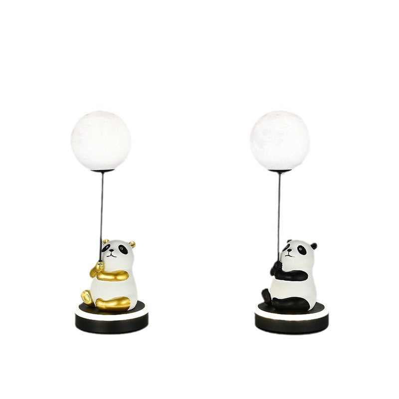 Modern Panda Design LED Table Lamp with Resin Base and PVC Lampshade for Bedroom