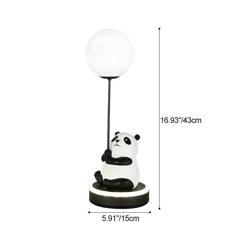 Modern Panda Design LED Table Lamp with Resin Base and PVC Lampshade for Bedroom