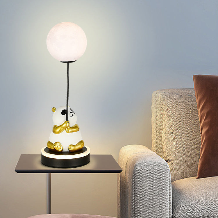 Modern Panda Design LED Table Lamp with Resin Base and PVC Lampshade for Bedroom