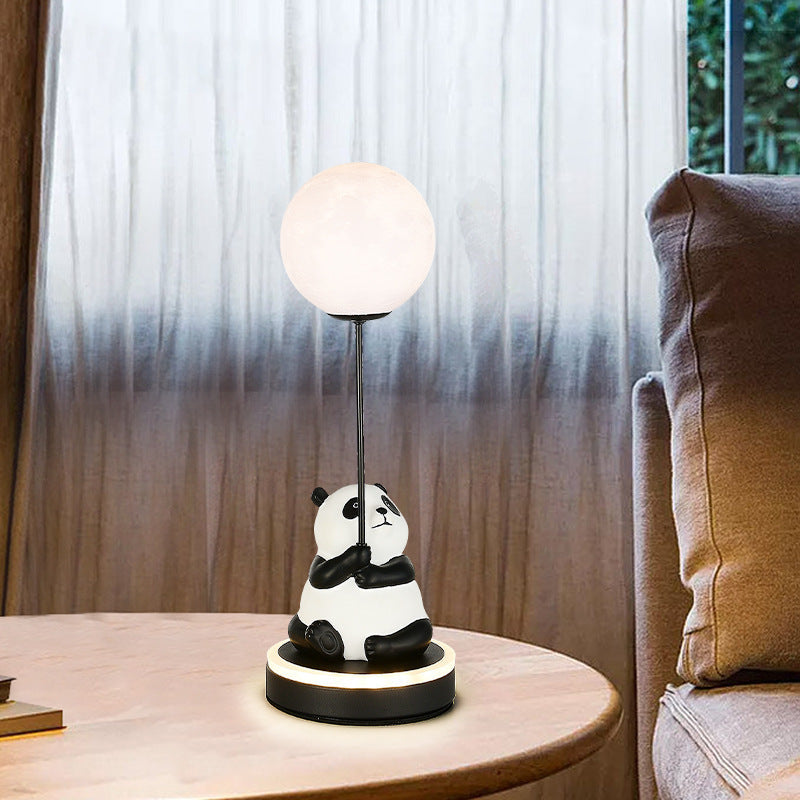 Modern Panda Design LED Table Lamp with Resin Base and PVC Lampshade for Bedroom