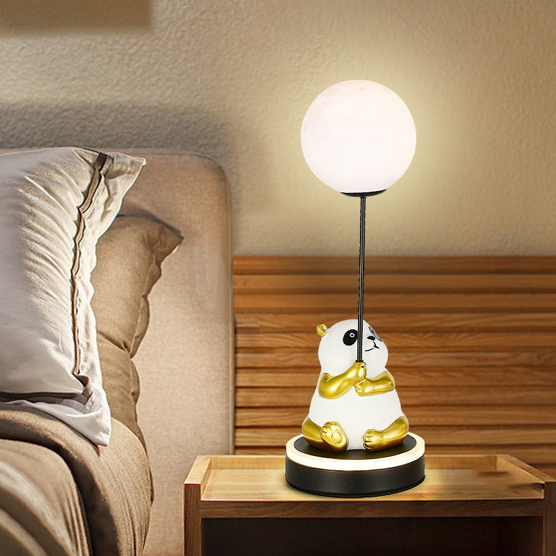 Modern Panda Design LED Table Lamp with Resin Base and PVC Lampshade for Bedroom