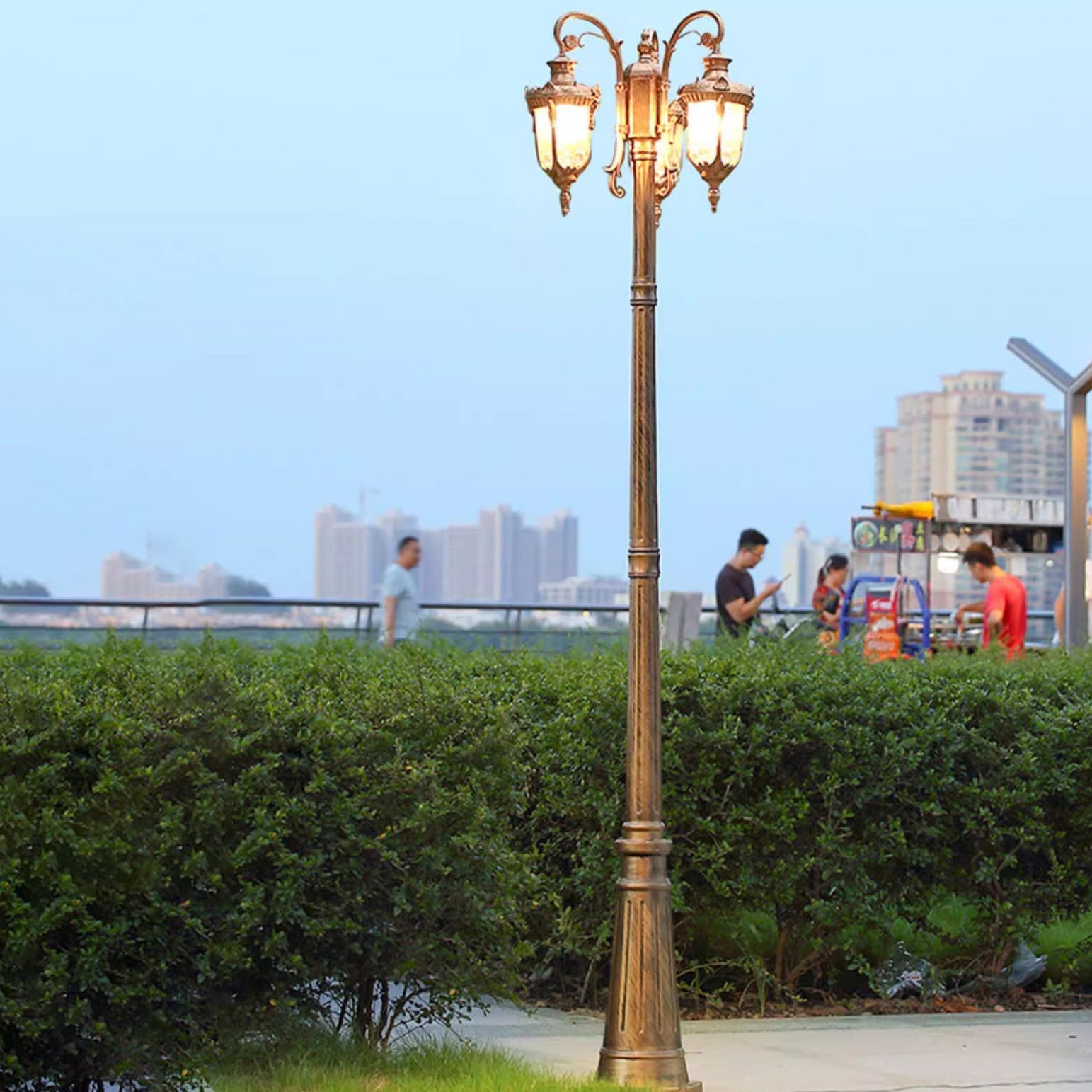 Elegant European Aluminum 3-Light Outdoor Post Lamp