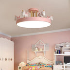 Modern Unicorn LED Semi-Flush Mount Ceiling Light - Resin, Iron, and Wood Design for Bedroom