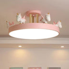 Modern Unicorn LED Semi-Flush Mount Ceiling Light - Resin, Iron, and Wood Design for Bedroom