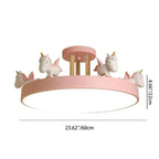 Modern Unicorn LED Semi-Flush Mount Ceiling Light - Resin, Iron, and Wood Design for Bedroom