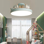 Modern Unicorn LED Semi-Flush Mount Ceiling Light - Resin, Iron, and Wood Design for Bedroom