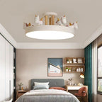 Modern Unicorn LED Semi-Flush Mount Ceiling Light - Resin, Iron, and Wood Design for Bedroom