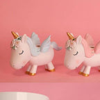 Modern Unicorn LED Semi-Flush Mount Ceiling Light - Resin, Iron, and Wood Design for Bedroom