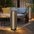 Art Deco Solar LED Outdoor Column Lamp - Faux Rattan Design