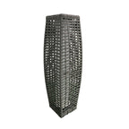 Art Deco Solar LED Outdoor Column Lamp - Faux Rattan Design