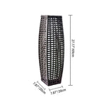 Art Deco Solar LED Outdoor Column Lamp - Faux Rattan Design