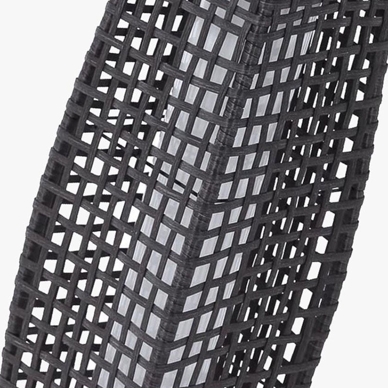 Art Deco Solar LED Outdoor Column Lamp - Faux Rattan Design