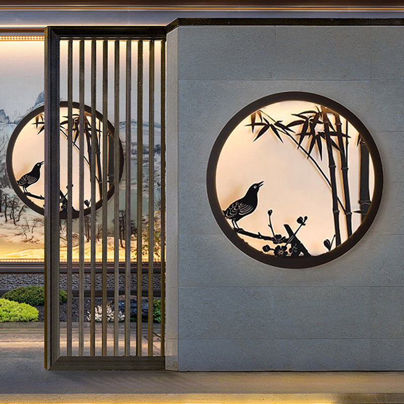 Contemporary Round LED Wall Sconce - Iron & Acrylic