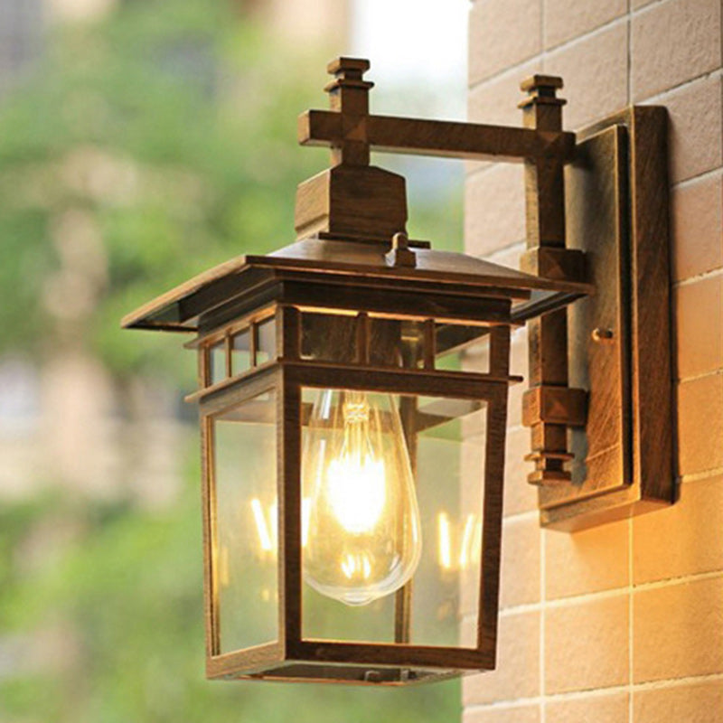 Rustic Cast Aluminum and Glass 1-Light Wall Sconce