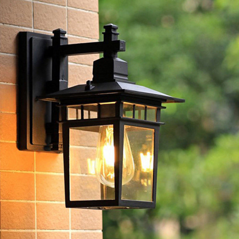 Rustic Cast Aluminum and Glass 1-Light Wall Sconce