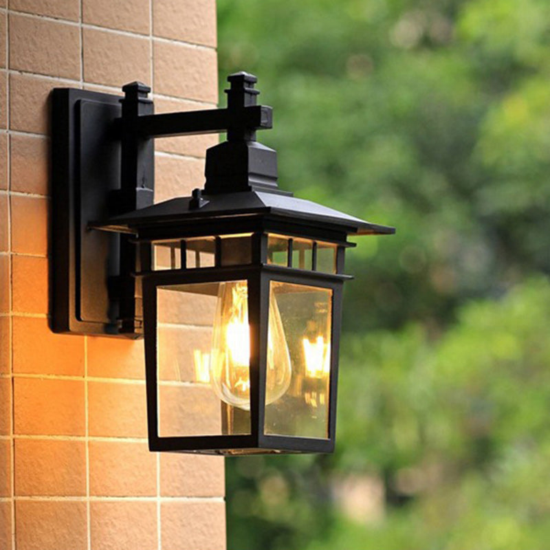 Rustic Cast Aluminum and Glass 1-Light Wall Sconce