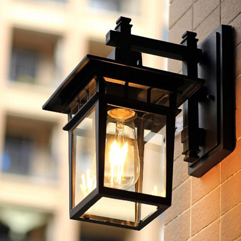 Rustic Cast Aluminum and Glass 1-Light Wall Sconce