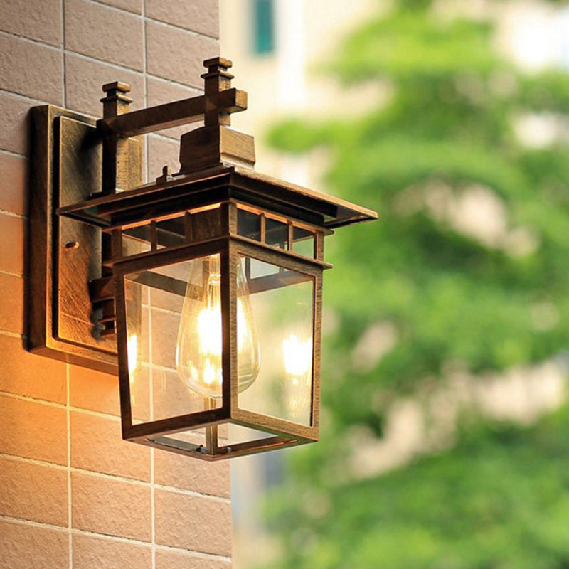 Rustic Cast Aluminum and Glass 1-Light Wall Sconce