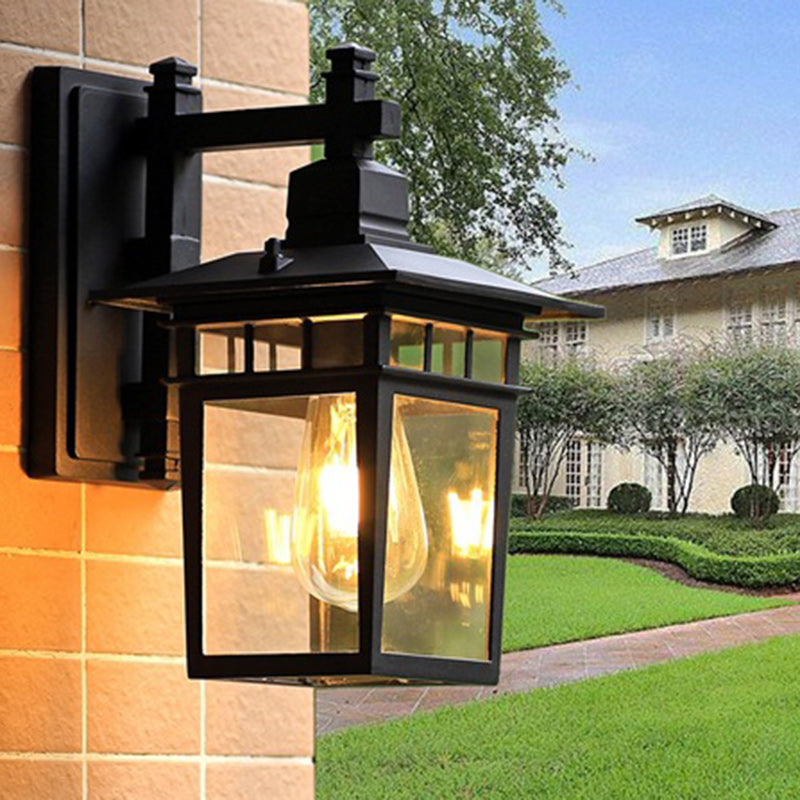 Rustic Cast Aluminum and Glass 1-Light Wall Sconce