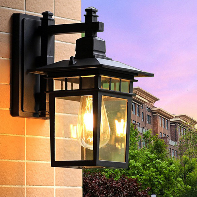 Rustic Cast Aluminum and Glass 1-Light Wall Sconce
