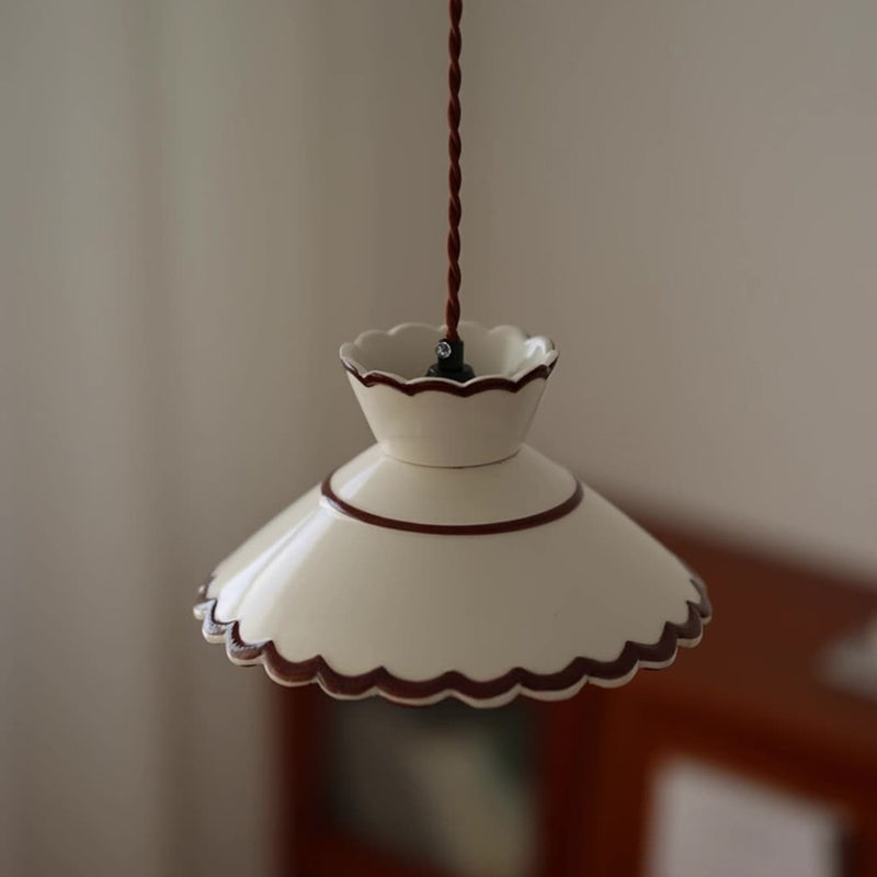Premium French Ceramic & Iron Cone Pendant Light for Bedroom and Living Room