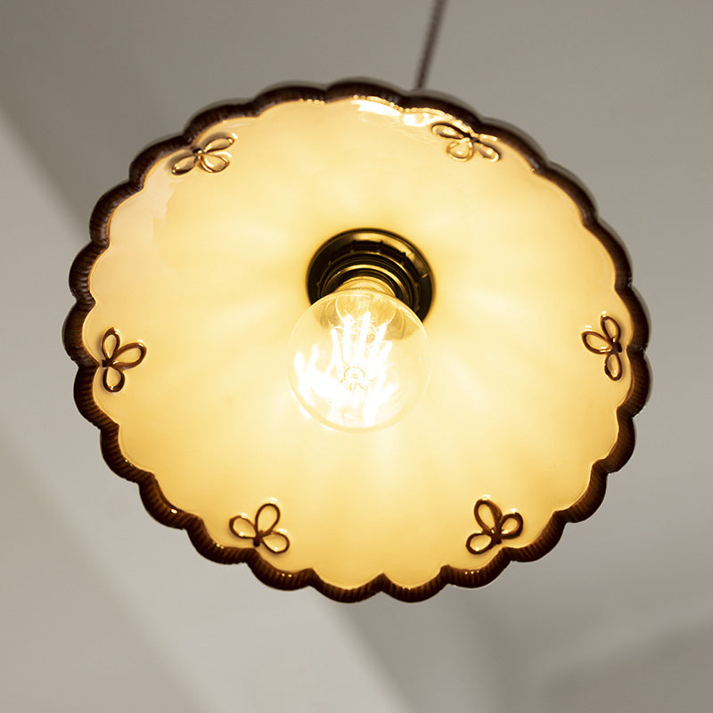 Premium French Ceramic & Iron Cone Pendant Light for Bedroom and Living Room