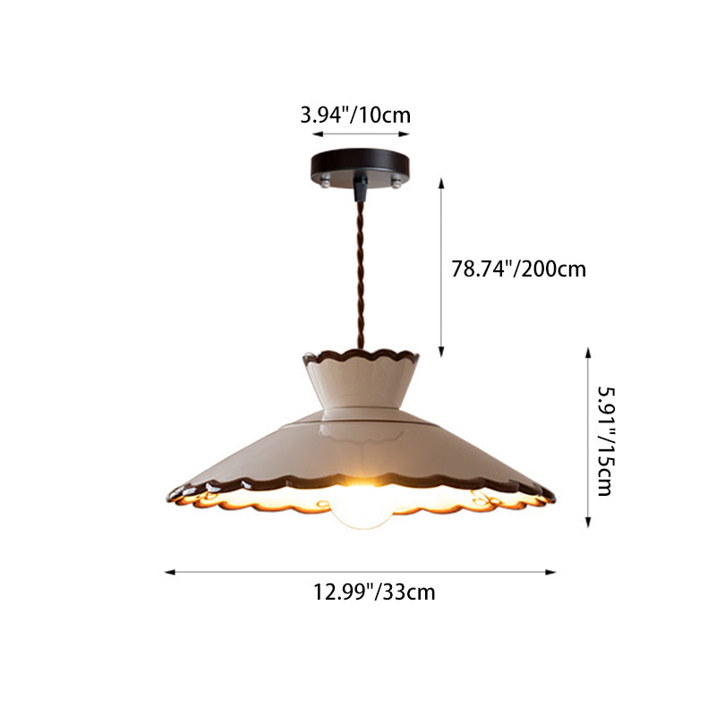 Premium French Ceramic & Iron Cone Pendant Light for Bedroom and Living Room