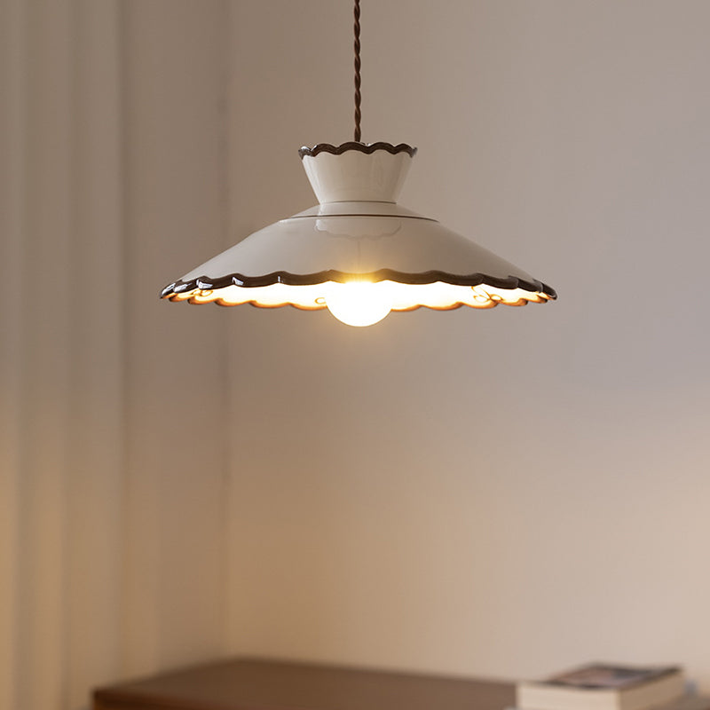 Premium French Ceramic & Iron Cone Pendant Light for Bedroom and Living Room