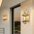 Premium Brass Glass Polygonal 1-Light Waterproof Wall