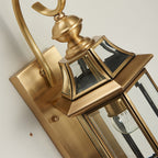Premium Brass Glass Polygonal 1-Light Waterproof Wall