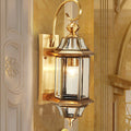 Premium Brass Glass Polygonal 1-Light Waterproof Wall