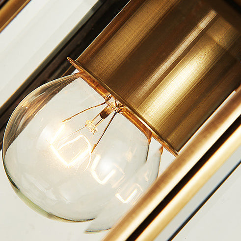 Premium Brass Glass Polygonal 1-Light Waterproof Wall