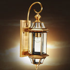 Premium Brass Glass Polygonal 1-Light Waterproof Wall