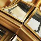 Premium Brass Glass Polygonal 1-Light Waterproof Wall